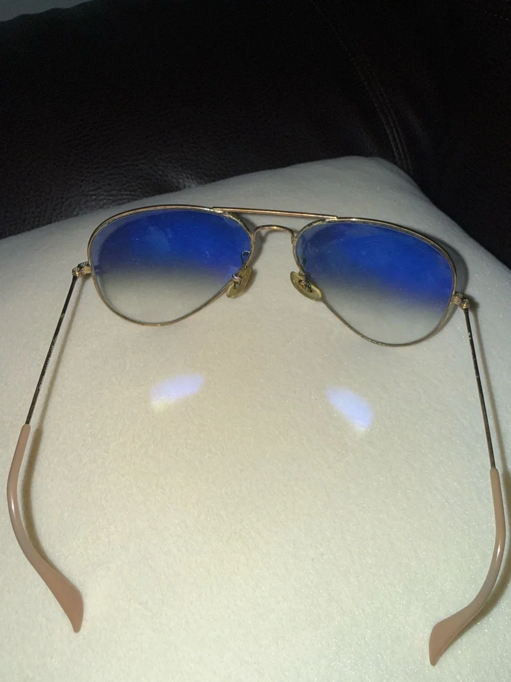 Ray-Ban Gold Frame Aviator Sunglasses with Blue Gradient Lenses